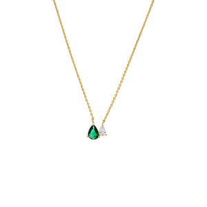 Emerald Green Emerald Green Double Pear Pendant Necklace - Adina Eden's Jewels