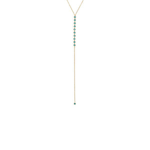 Turquoise Colored Multi CZ Bezel Station Drop Lariat - Adina Eden's Jewels