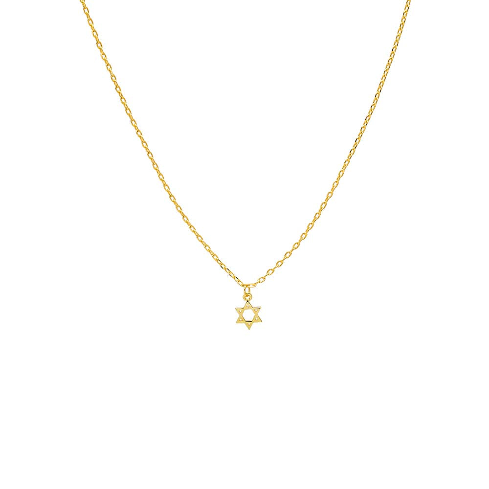 Gold Dainty Solid Star of David Necklace - Adina Eden's Jewels