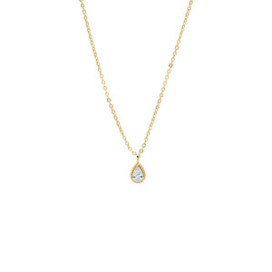 Gold Pear CZ Bezel Drop Necklace - Adina Eden's Jewels