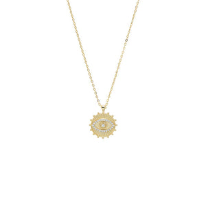 Gold CZ Sun Evil Eye Necklace - Adina Eden's Jewels