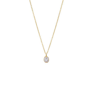 Gold Oval CZ Bezel Drop Necklace - Adina Eden's Jewels