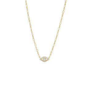 Gold Small CZ Evil Eye Pendant Necklace - Adina Eden's Jewels