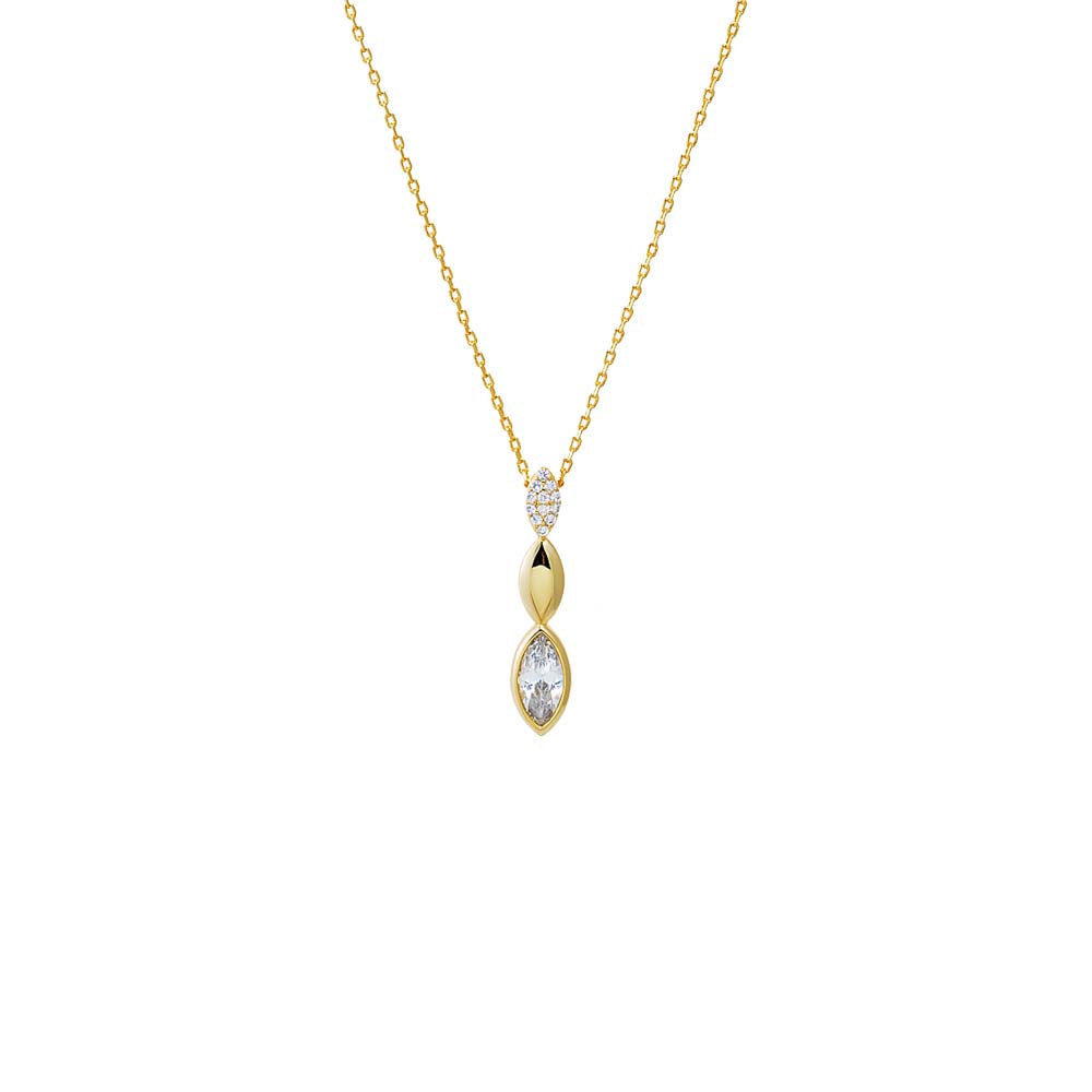 Gold CZ Pave Marquise Stone Drop Necklace - Adina Eden's Jewels