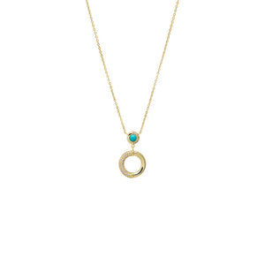 Turquoise Turquoise CZ Open Circle Pendant Necklace - Adina Eden's Jewels
