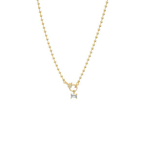 Gold Beaded Ball Chain Clasp Emerald Charm Necklace - Adina Eden's Jewels