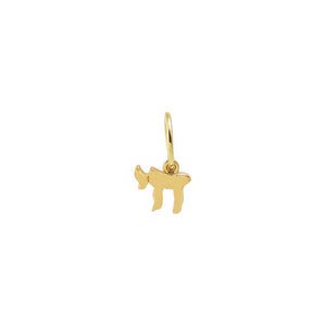 Gold Mini Solid Chai Necklace Charm - Adina Eden's Jewels