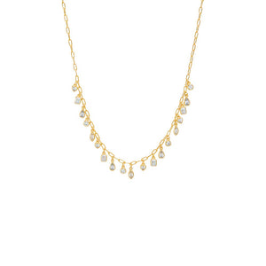 Gold CZ Multi Shape Shaker Bezel Paperclip Necklace - Adina Eden's Jewels