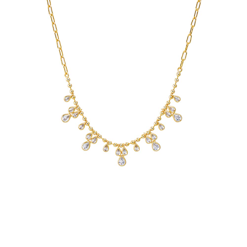 Gold Multi CZ Bezel Accented Link Necklace - Adina Eden's Jewels