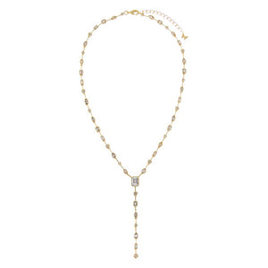 CZ Bezel Emerald Lariat Drop Necklace - Adina Eden's Jewels