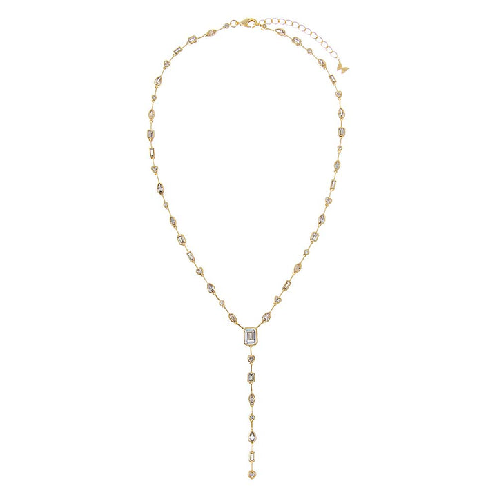CZ Bezel Emerald Lariat Drop Necklace – Adina Eden