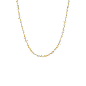 Gold CZ Multi Shape Wired Tennis Necklace - Adina Eden's Jewels
