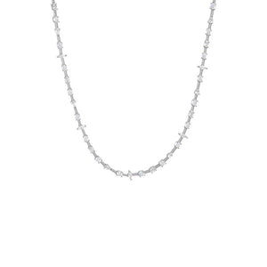 Silver CZ Multi Shape Wired Tennis Necklace - Adina Eden's Jewels