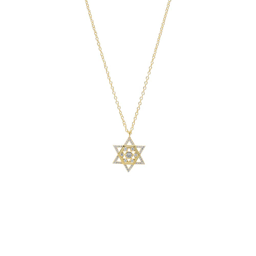 CZ Hexagon Star of David Necklace