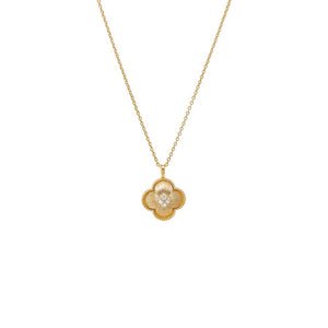 14K Gold Diamond Colored Stone 3D Clover Necklace 14K - Adina Eden's Jewels