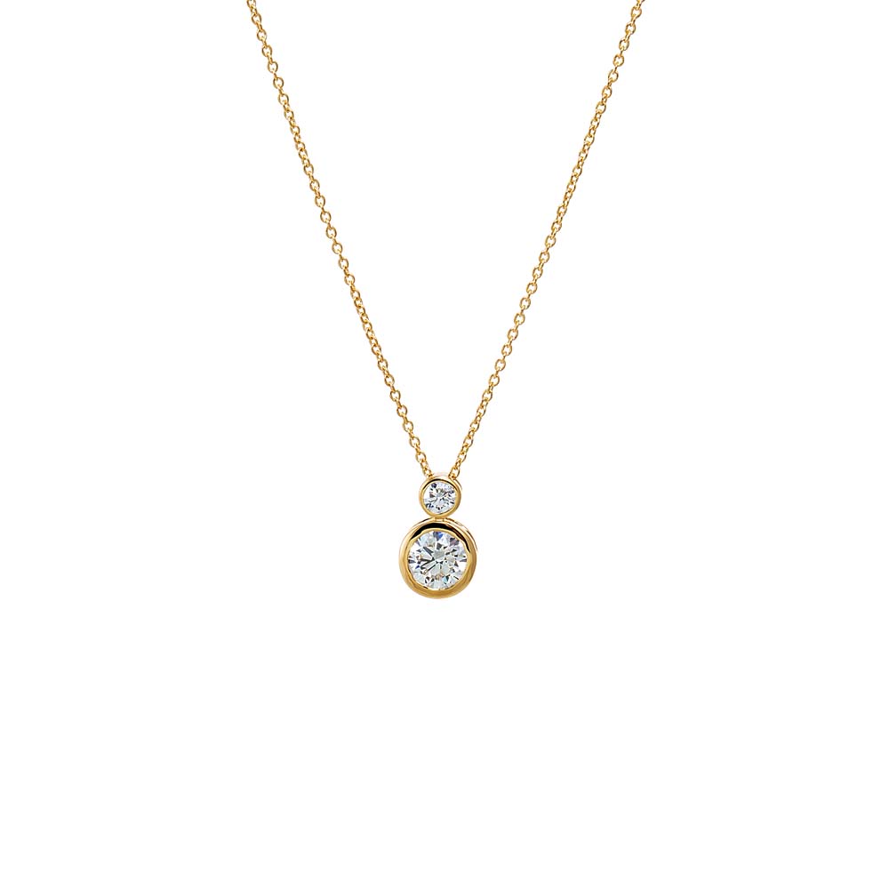 14K Gold Lab Grown Diamond Double Graduated Solitaire Bezel Necklace 14K - Adina Eden's Jewels