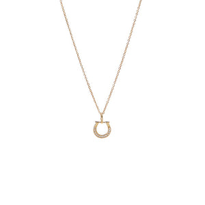 Diamond Pavé Horseshoe Necklace 14K