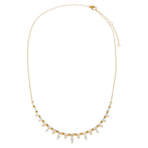 Lab Grown Diamond Baguette X Marquise Dangling Tennis Choker 14K - Adina Eden's Jewels