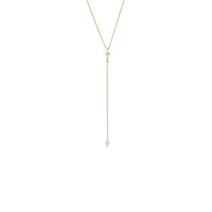 Gold CZ Double Flower Cluster Drop Lariat - Adina Eden's Jewels