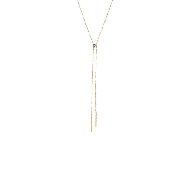 Collana premium rich cream New ② CZ Bezel Double Chain Drop Lariat – Adina Eden