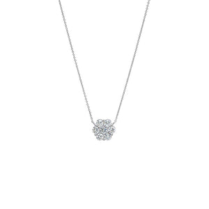 Lab Grown Diamond Floral Cluster Necklace 14K