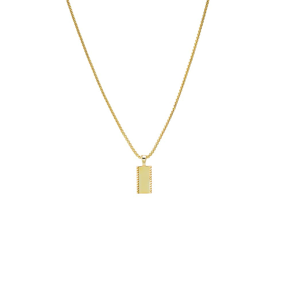 Gold Solid Spiked Dog Tag Pendant Necklace - Adina Eden's Jewels