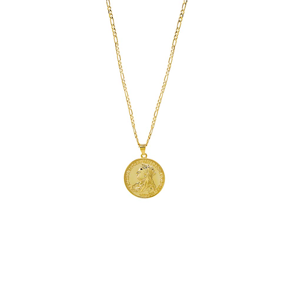 Gold Vintage Coin X Figaro Chain Necklace - Adina Eden's Jewels