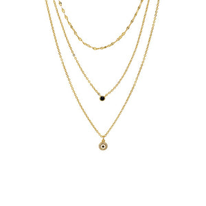 Gold Triple Stack Colored Pendant Necklace - Adina Eden's Jewels