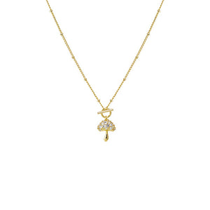 Gold CZ Mushroom Toggle Pendant Necklace - Adina Eden's Jewels