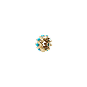 Turquoise Bezel Spiked Rondelle Charm 14K - Adina Eden's Jewels