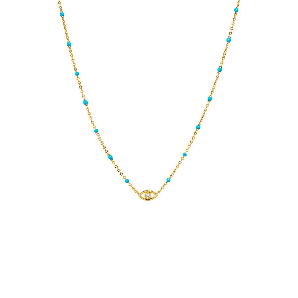 Turquoise Evil Eye Turquoise Beaded Necklace - Adina Eden's Jewels