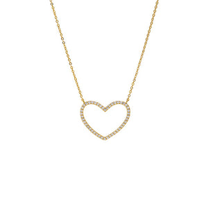 Gold Pave Open Heart Pendant Necklace - Adina Eden's Jewels