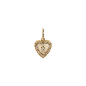 14K Gold Diamond Bezeled Heart Charm 14K - Adina Eden's Jewels