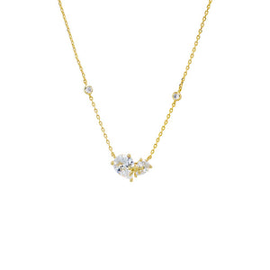 Gold Double Teardrop W/ Bow Motif Pendant Necklace - Adina Eden's Jewels