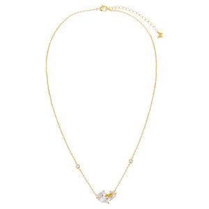 Double Teardrop W/ Bow Motif Pendant Necklace - Adina Eden's Jewels