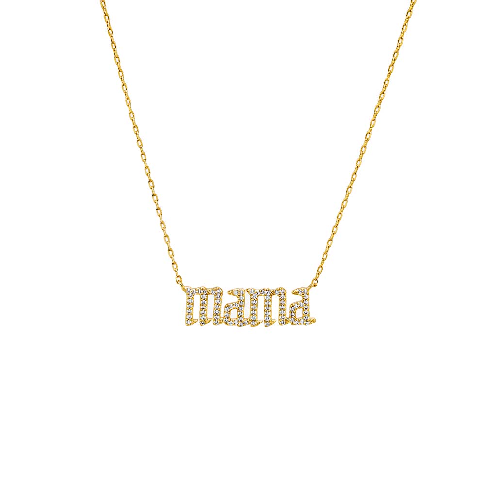 Gold Pave Mama Pendant Necklace - Adina Eden's Jewels