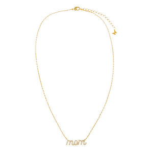 Pave Lowercase Mom Necklace - Adina Eden's Jewels