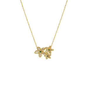 Gold Pave Multi Flower Pendant Necklace - Adina Eden's Jewels