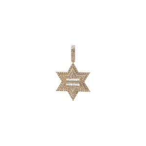 14K Gold Diamond Pave X Baguette Large Star Of David Charm 14K - Adina Eden's Jewels