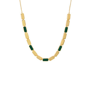 Malachite Multi Malachite Stone Bar Half Tennis Chain Necklace - Adina Eden's Jewels