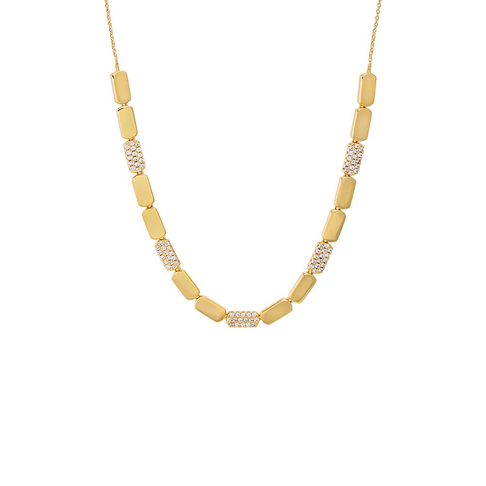 Gold Pave Accented Multi Bar Half Tennis Chain Necklace - Adina Eden's Jewels