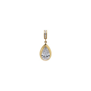 14K Gold Lab Grown Diamond Pear Double Bezel Charm 14K - Adina Eden's Jewels