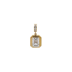 14K Gold Lab Grown Diamond Emerald Double Bezel Charm 14K - Adina Eden's Jewels