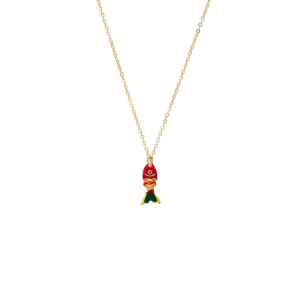 Red Colored Mini Fish Pendant Necklace - Adina Eden's Jewels