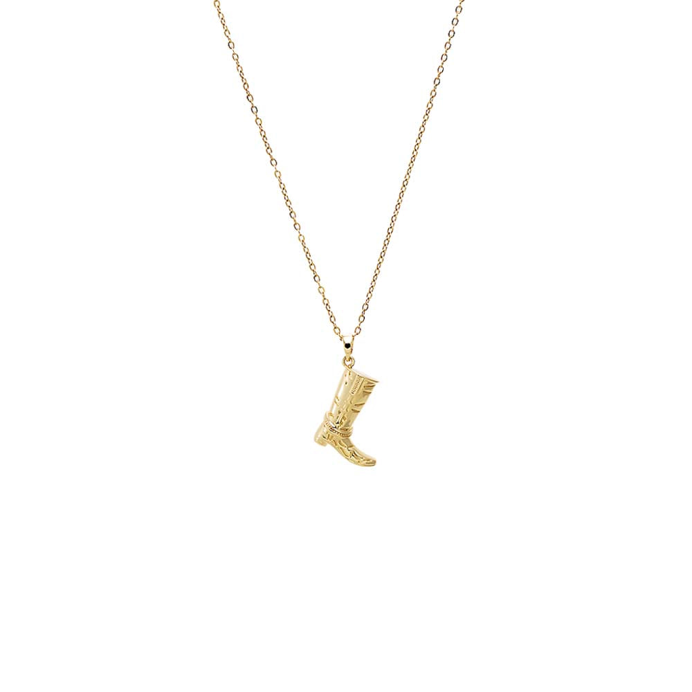 Gold Solid Accented Cowboy Boot Pendant Necklace - Adina Eden's Jewels