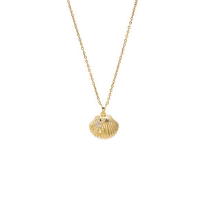 Gold Pave Starfish Shell Pendant Necklace - Adina Eden's Jewels