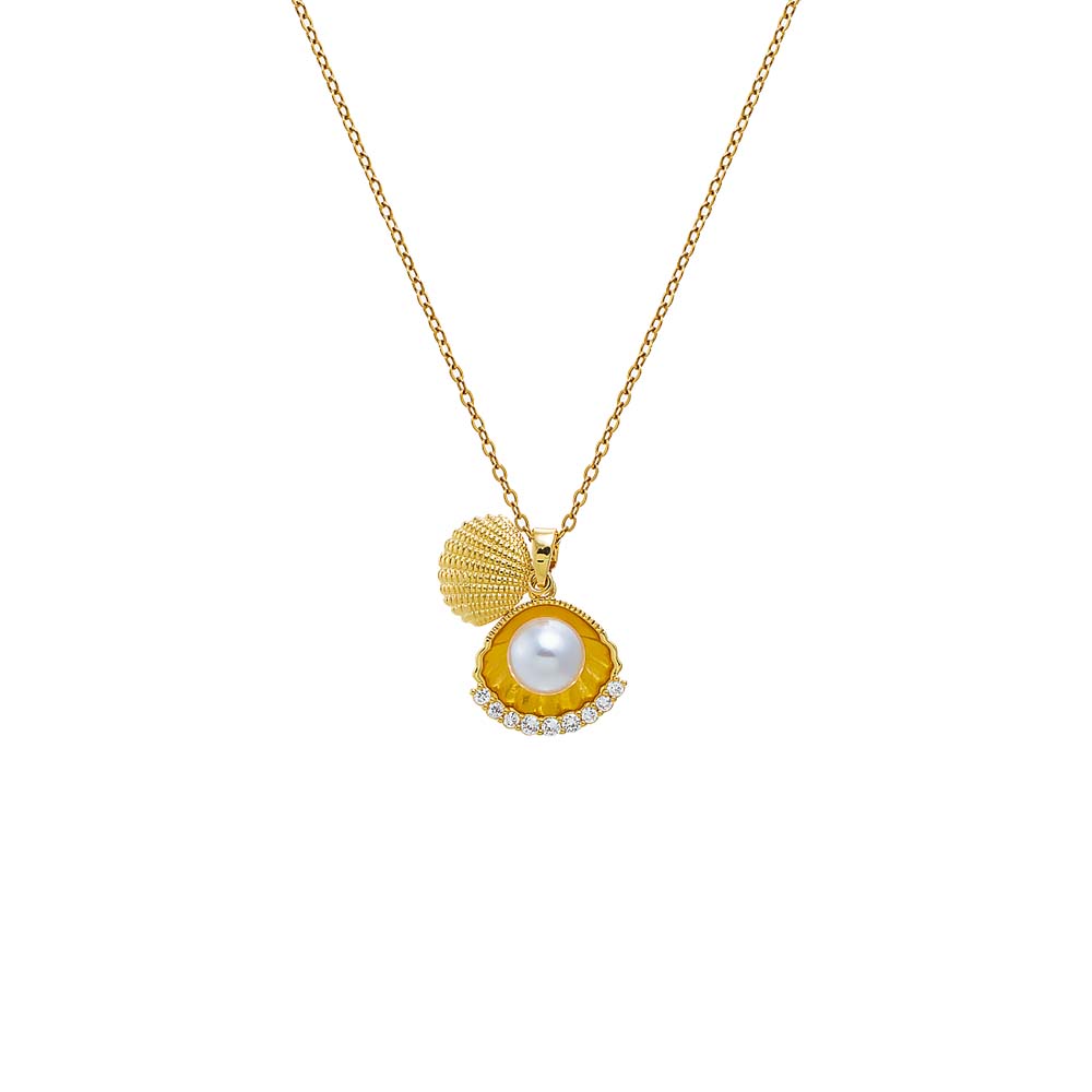 Gold Pearl Shell Pendant Necklace - Adina Eden's Jewels