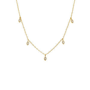 Gold CZ Marquise Bezel Dangling Necklace - Adina Eden's Jewels