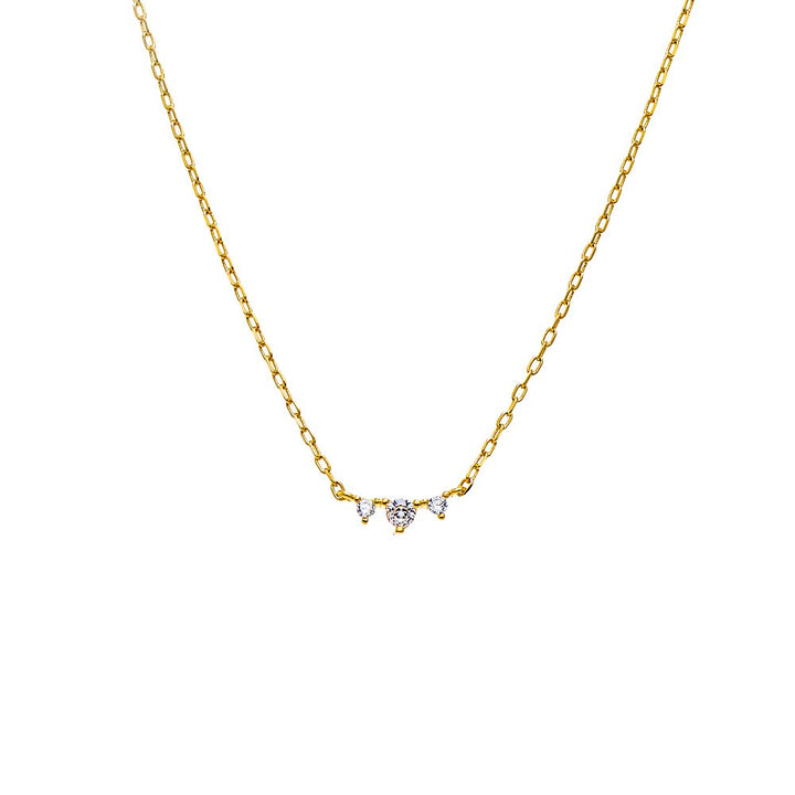 Gold CZ Dainty Curved Bar Necklace - Adina Eden's Jewels