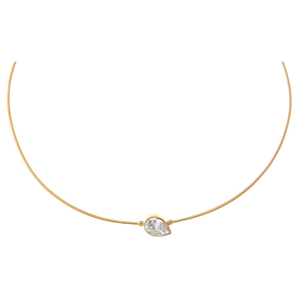 Lab Grown Diamond Pear Embedded Chain Necklace 14K - Adina Eden's Jewels